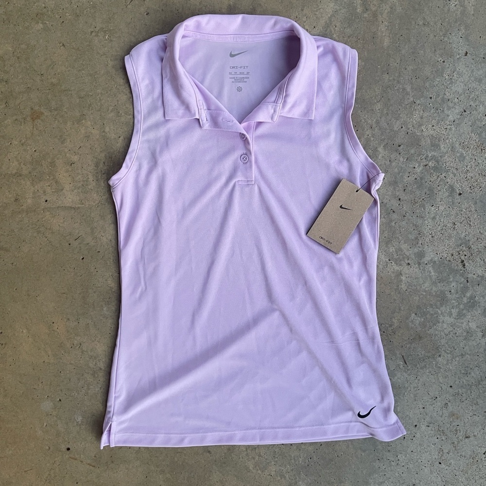 Nike Women's Dri-Fit Victory Sleeveless Golf Polo Light Purple Size XL NWT
